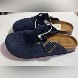 Dark Blue Suede Slip-Ons